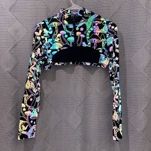 Dollskill club exx photo reflective mini zip jacket